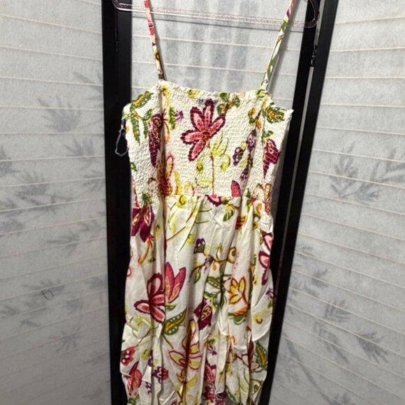 Love Floral Smocked Midi Sundress 3X Plus Boho Rayon Strappy Handkerchief Hem - Picture 9 of 9